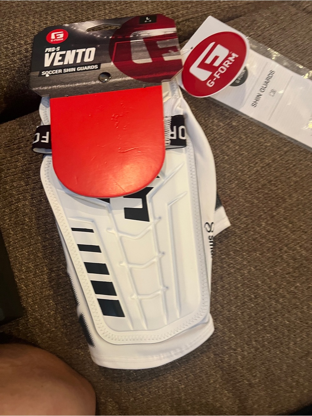 G-Form VENTO Soccer Shin Guards in White size Large